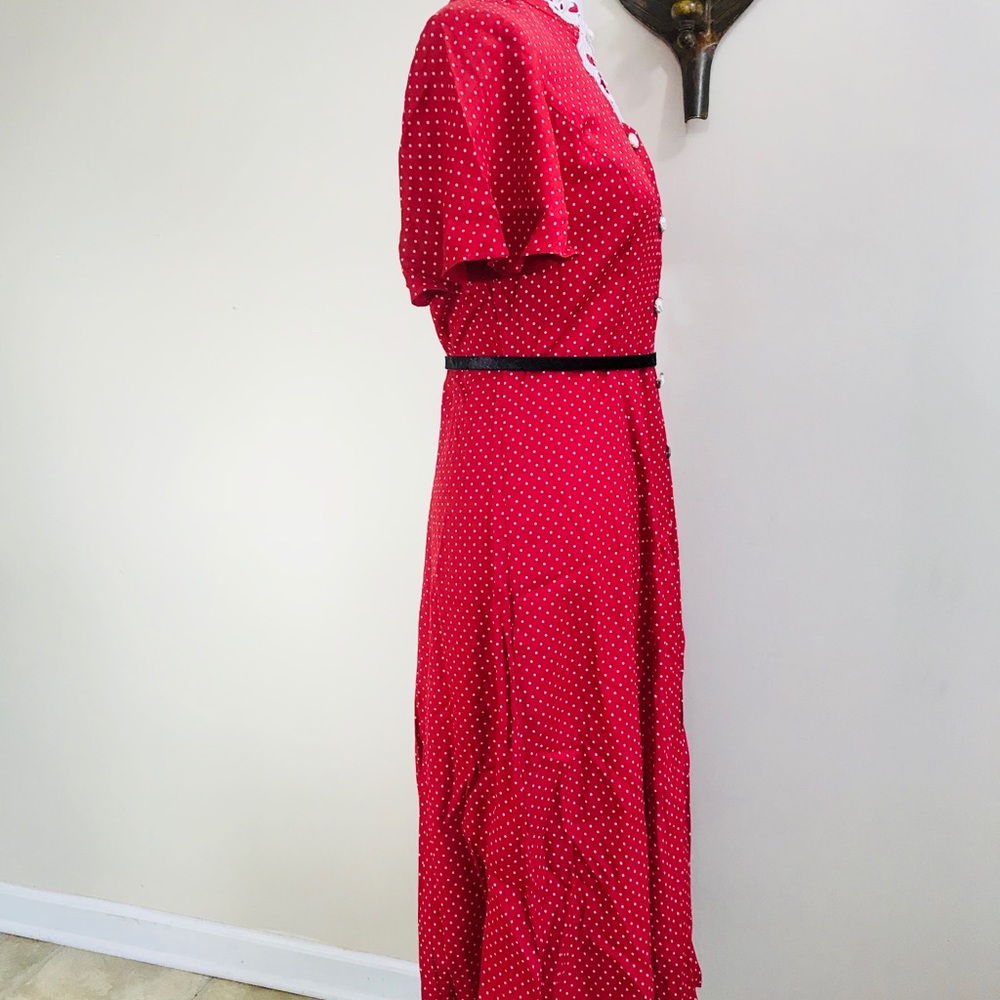 Vintage Retro 50s 60’s Shirtdress Red Polka Dot 14 - Picture 6 of 8